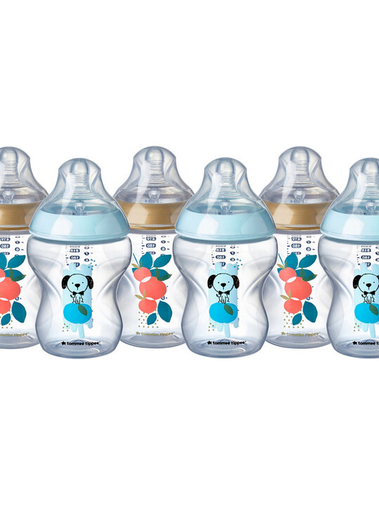 مجموعة زجاجات رضاعة كلوزر تو نيتشر من تومي تيبي، 260 ملل × 6 - بنقشة للأولاد image number 4